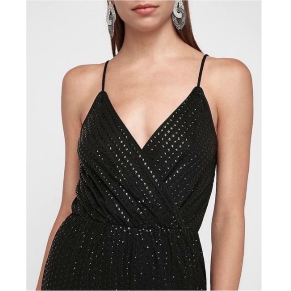 NWT EXPRESS Sequin Surplice Jumpsuit 🖤 - Picture 3 of 8